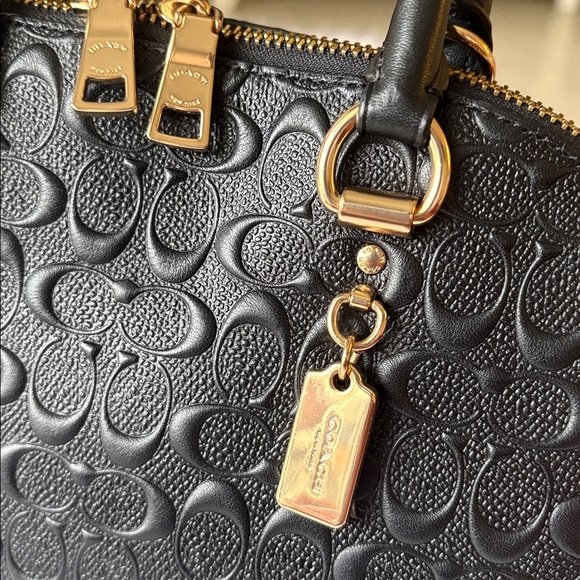 Coach Black Signature Embossed Dome Satchel - Picture 4 of 10